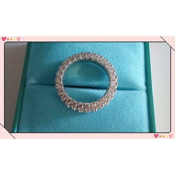 3 Ct. Round Genuine Diamond Simulant All Over Pave Studded Eternity Band Ding #8 - Picture 5 of 5